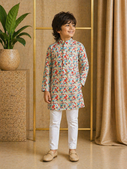 Misbis Boy's Embroidery Kurta With Pyjama