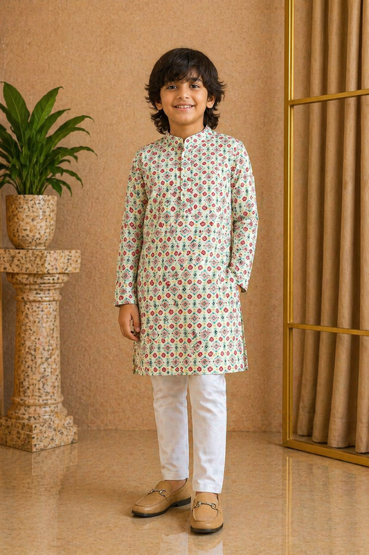 Misbis Boy's Embroidery Kurta With Pyjama