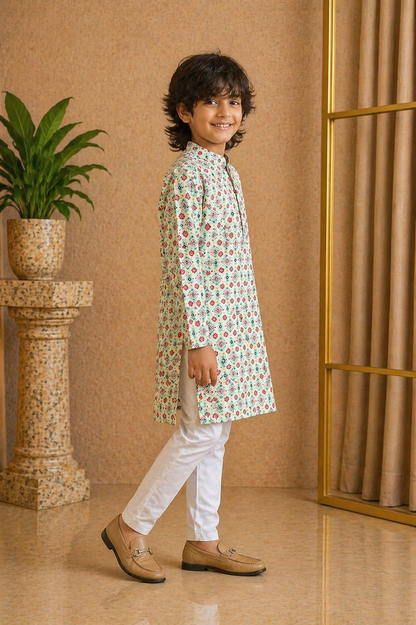 Misbis Boy's Embroidery Kurta With Pyjama