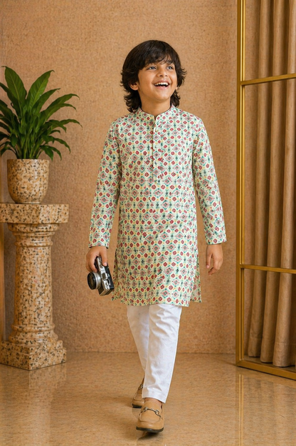 Misbis Boy's Embroidery Kurta With Pyjama