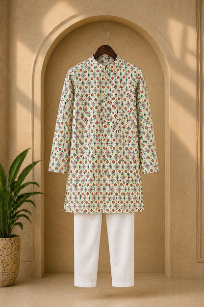 Misbis Boy's Embroidery Kurta With Pyjama