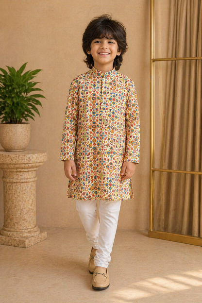 Misbis Boy's Embroidery Kurta With Pyjama