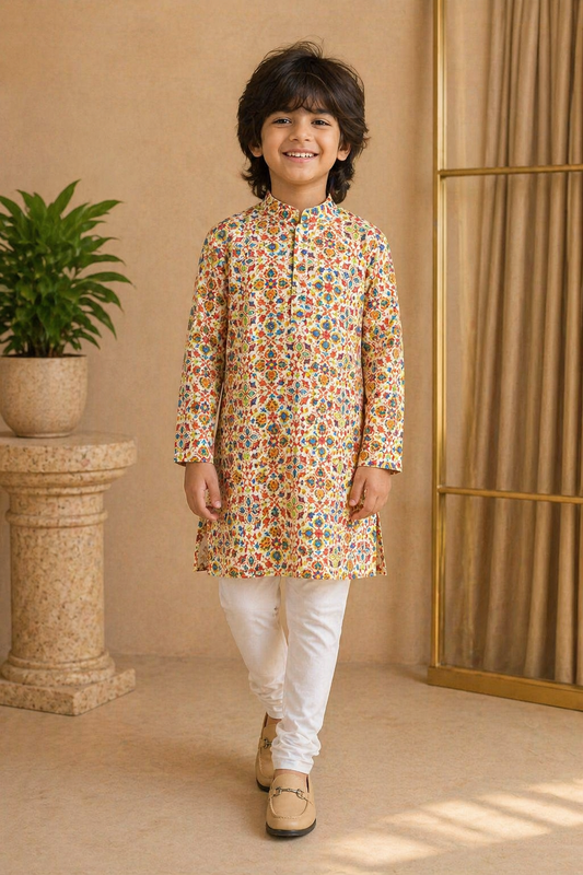 Misbis Boy's Embroidery Kurta With Pyjama