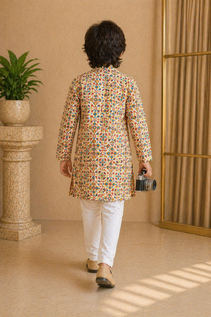 Misbis Boy's Embroidery Kurta With Pyjama