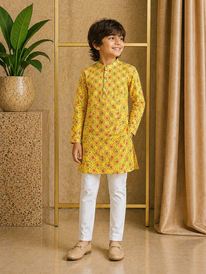 Misbis Boy's Embroidery Kurta With Pyjama