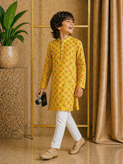 Misbis Boy's Embroidery Kurta With Pyjama