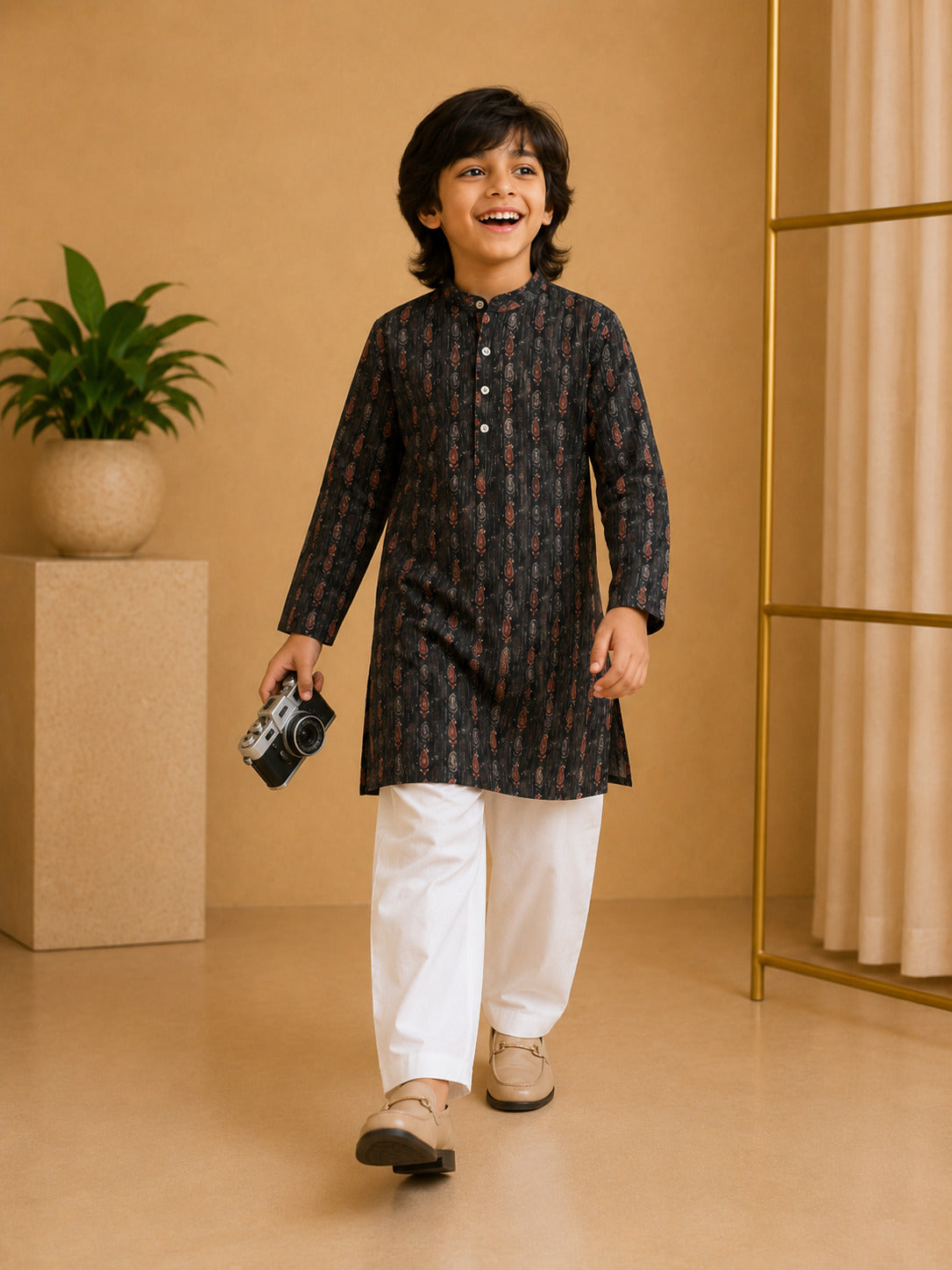 Misbis Boy's Printed Kurta With Pyjama