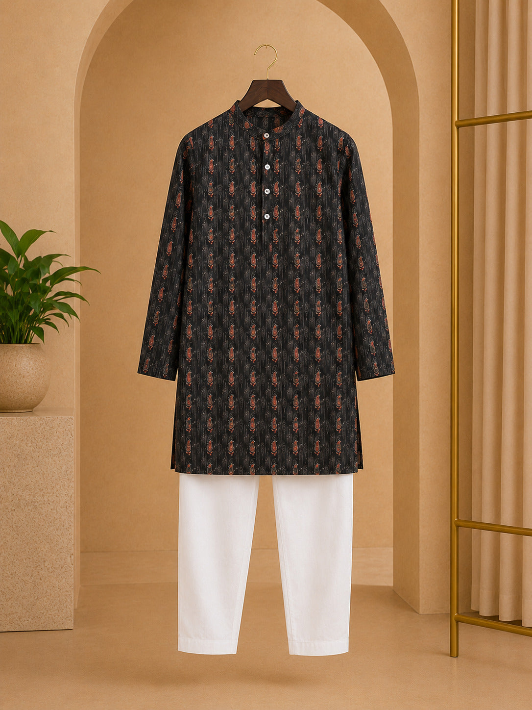 Misbis Boy's Printed Kurta With Pyjama