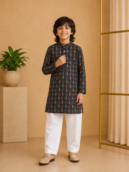 Misbis Boy's Printed Kurta With Pyjama