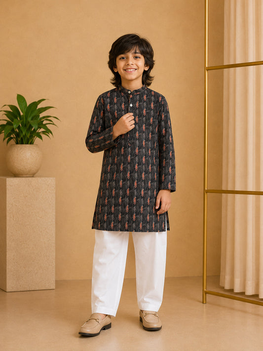Misbis Boy's Printed Kurta With Pyjama