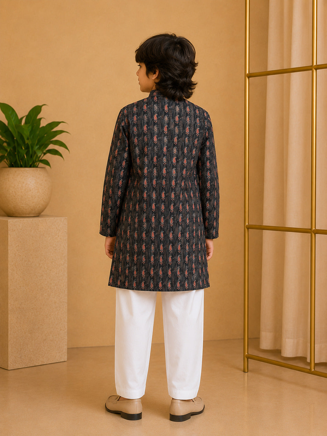 Misbis Boy's Printed Kurta With Pyjama
