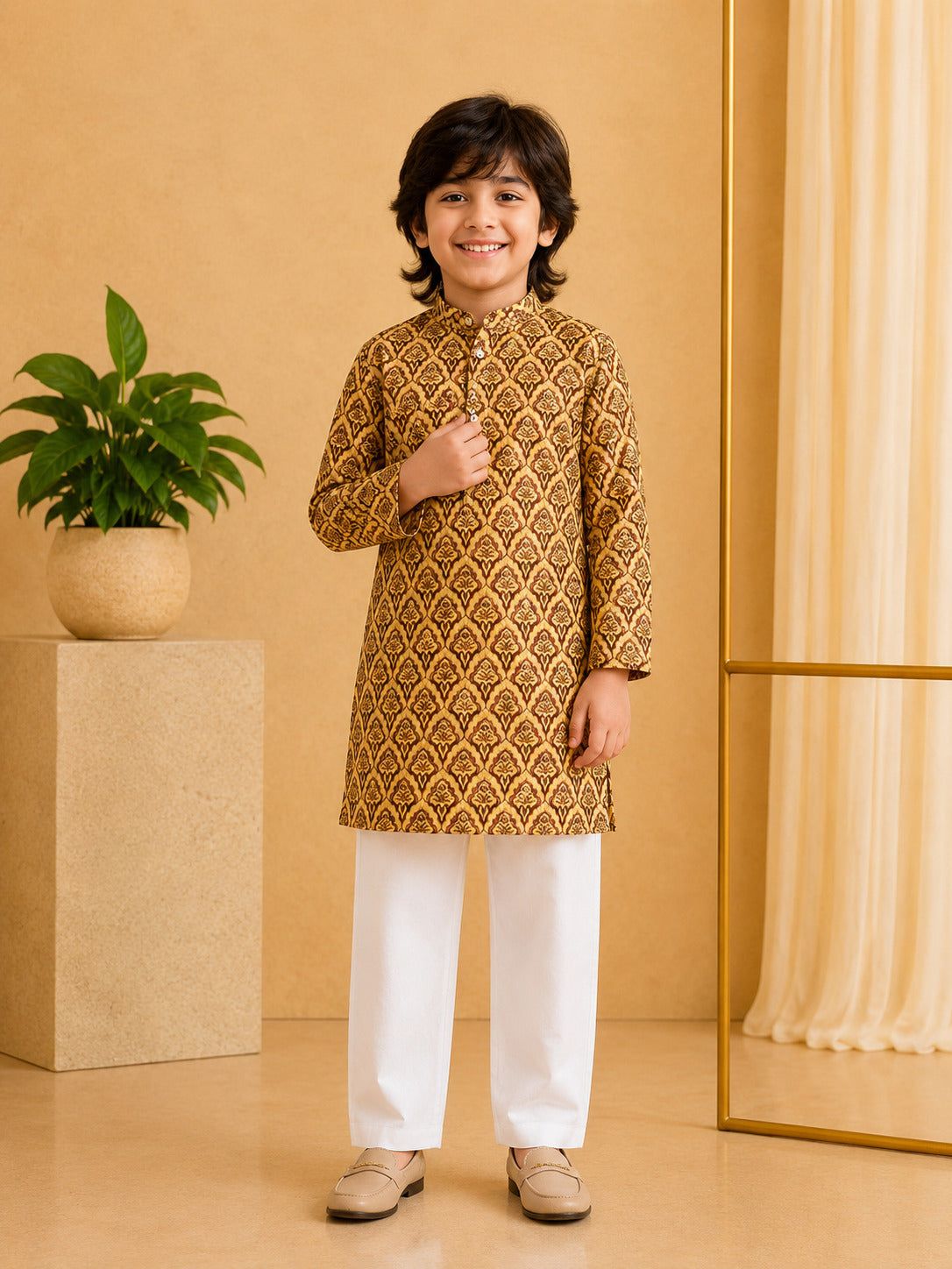 Misbis Boy's Printed Kurta With Pyjama