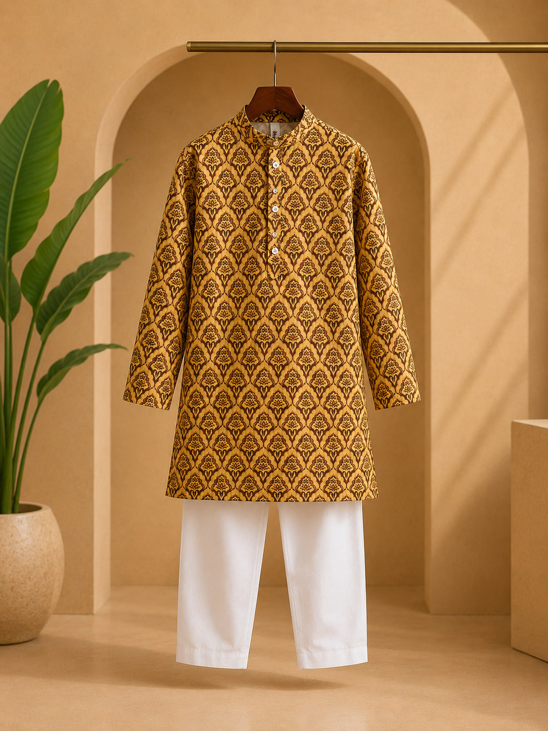 Misbis Boy's Printed Kurta With Pyjama