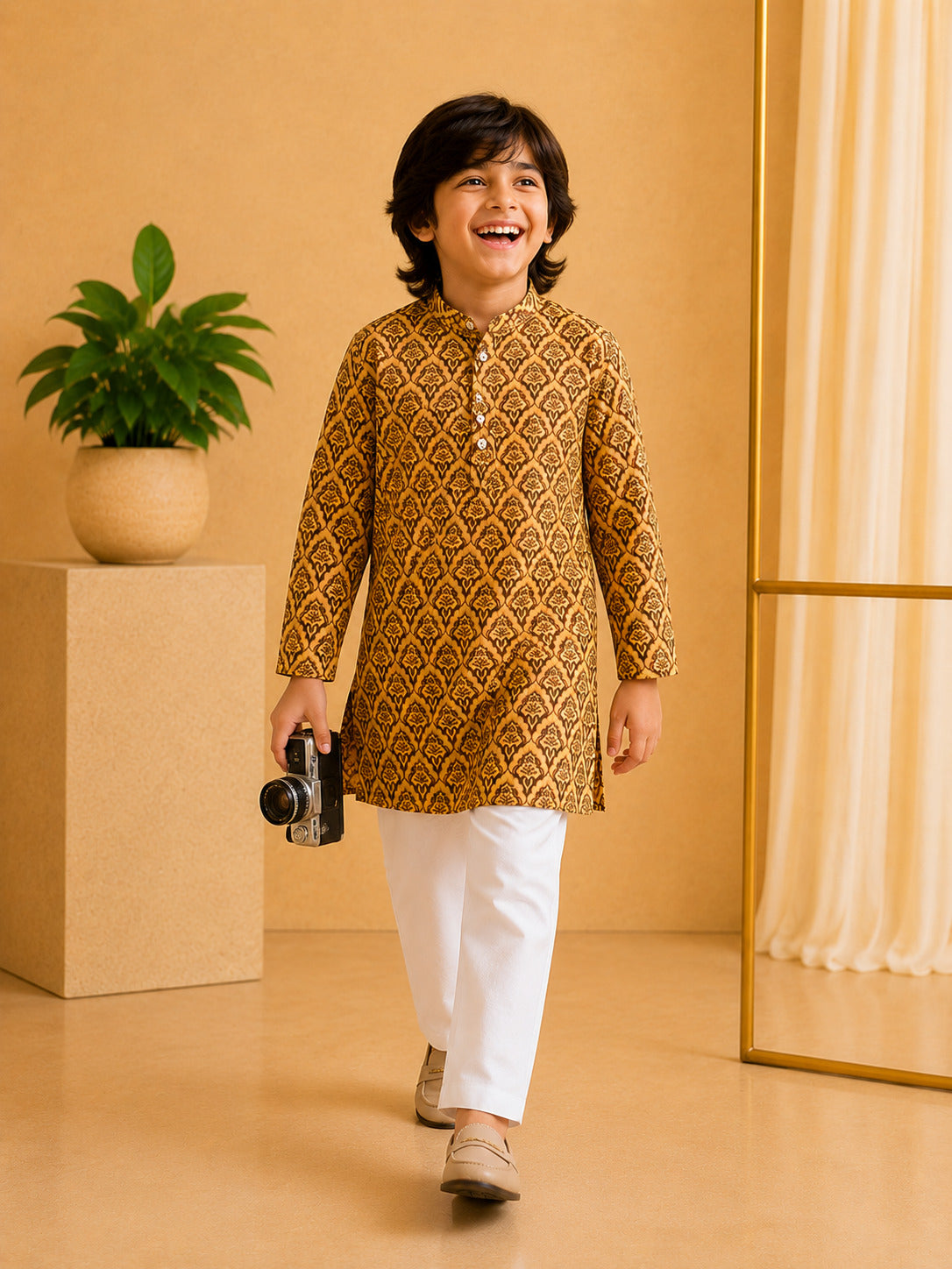 Misbis Boy's Printed Kurta With Pyjama