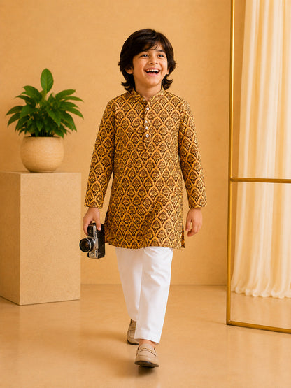 Misbis Boy's Printed Kurta With Pyjama
