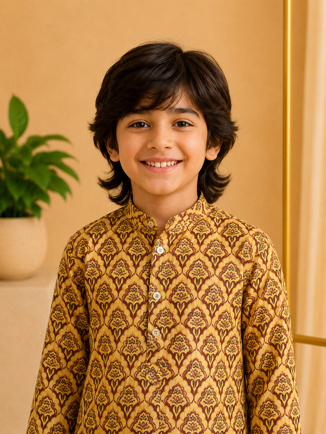 Misbis Boy's Printed Kurta With Pyjama
