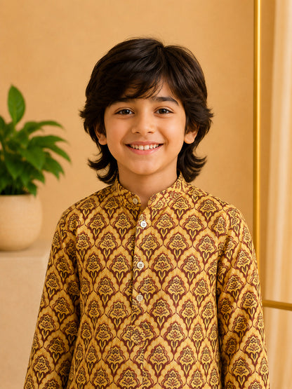 Misbis Boy's Printed Kurta With Pyjama