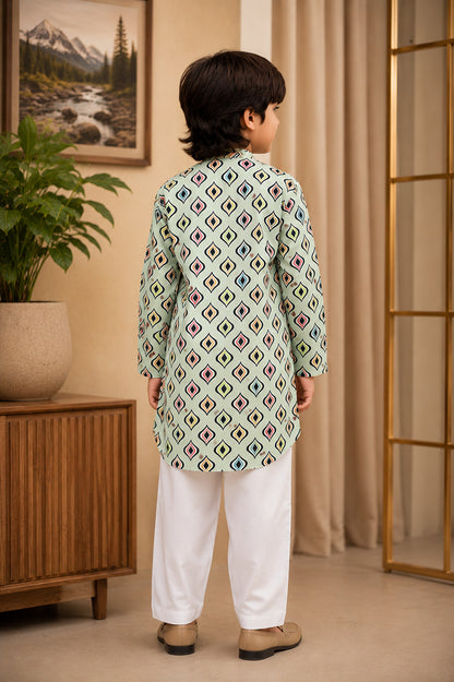 Misbis Boy's Printed Kurta With Pyjama