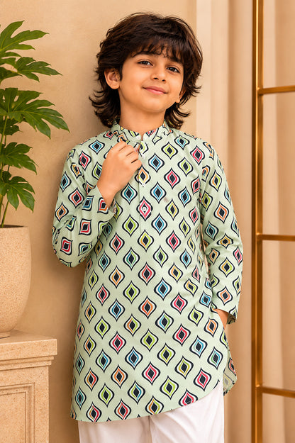 Misbis Boy's Printed Kurta With Pyjama