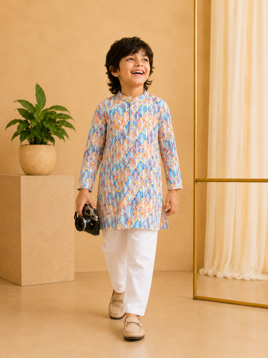 Misbis Boy's Printed Kurta With Pyjama