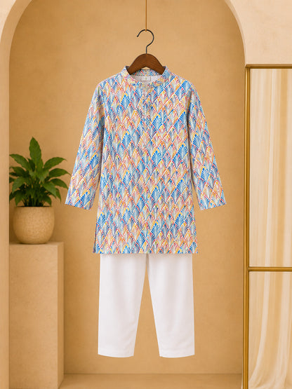 Misbis Boy's Printed Kurta With Pyjama