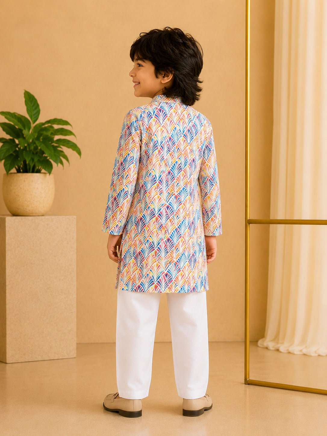 Misbis Boy's Printed Kurta With Pyjama