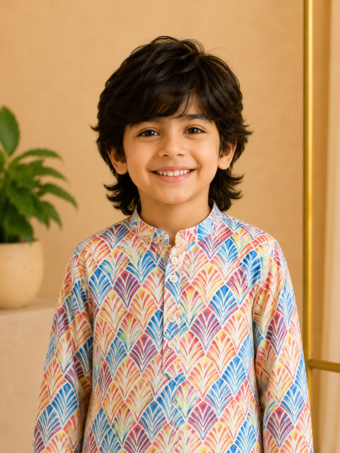 Misbis Boy's Printed Kurta With Pyjama
