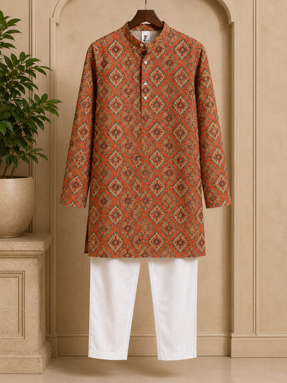 Misbis Boy's Printed Kurta With Pyjama