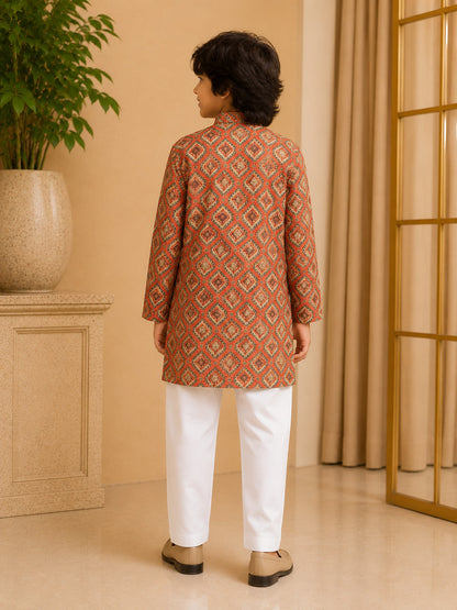 Misbis Boy's Printed Kurta With Pyjama