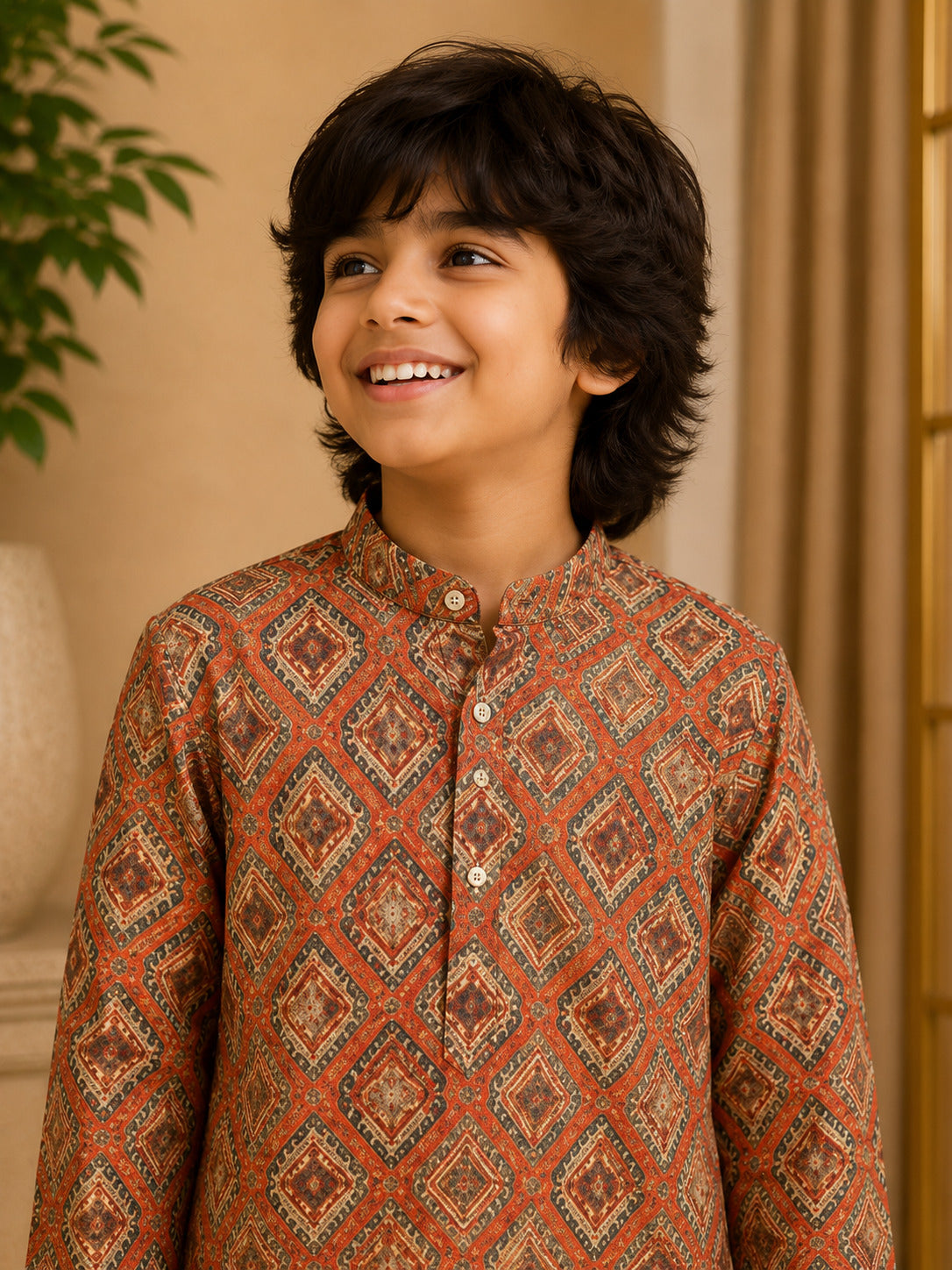 Misbis Boy's Printed Kurta With Pyjama