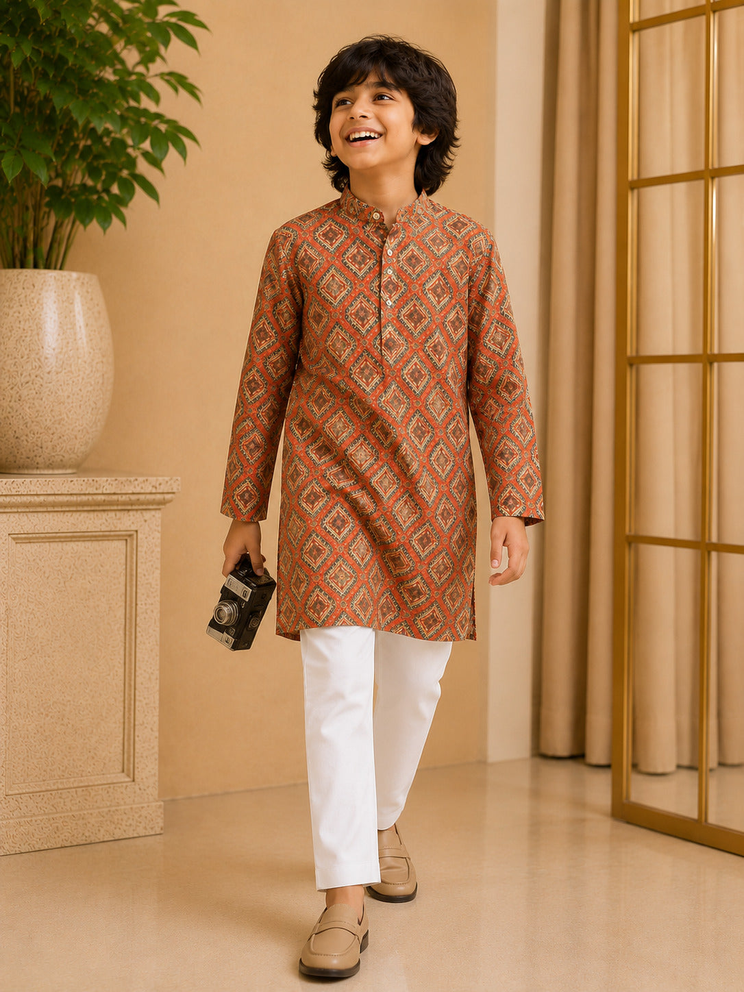 Misbis Boy's Printed Kurta With Pyjama