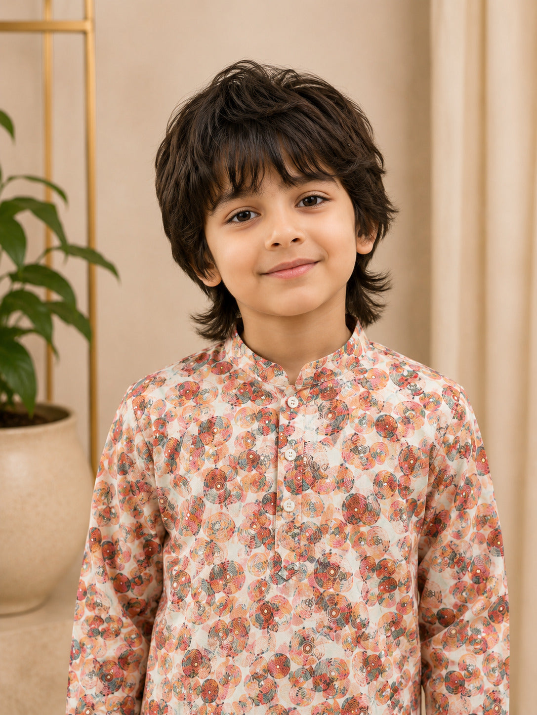 Misbis Boy's Printed Kurta With Pyjama