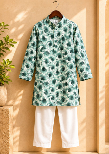 Misbis Boy's Printed Kurta With Pyjama
