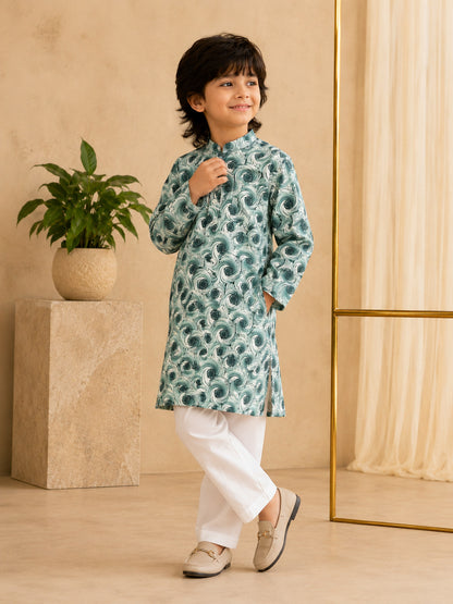 Misbis Boy's Printed Kurta With Pyjama