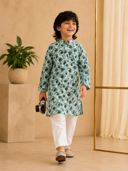 Misbis Boy's Printed Kurta With Pyjama
