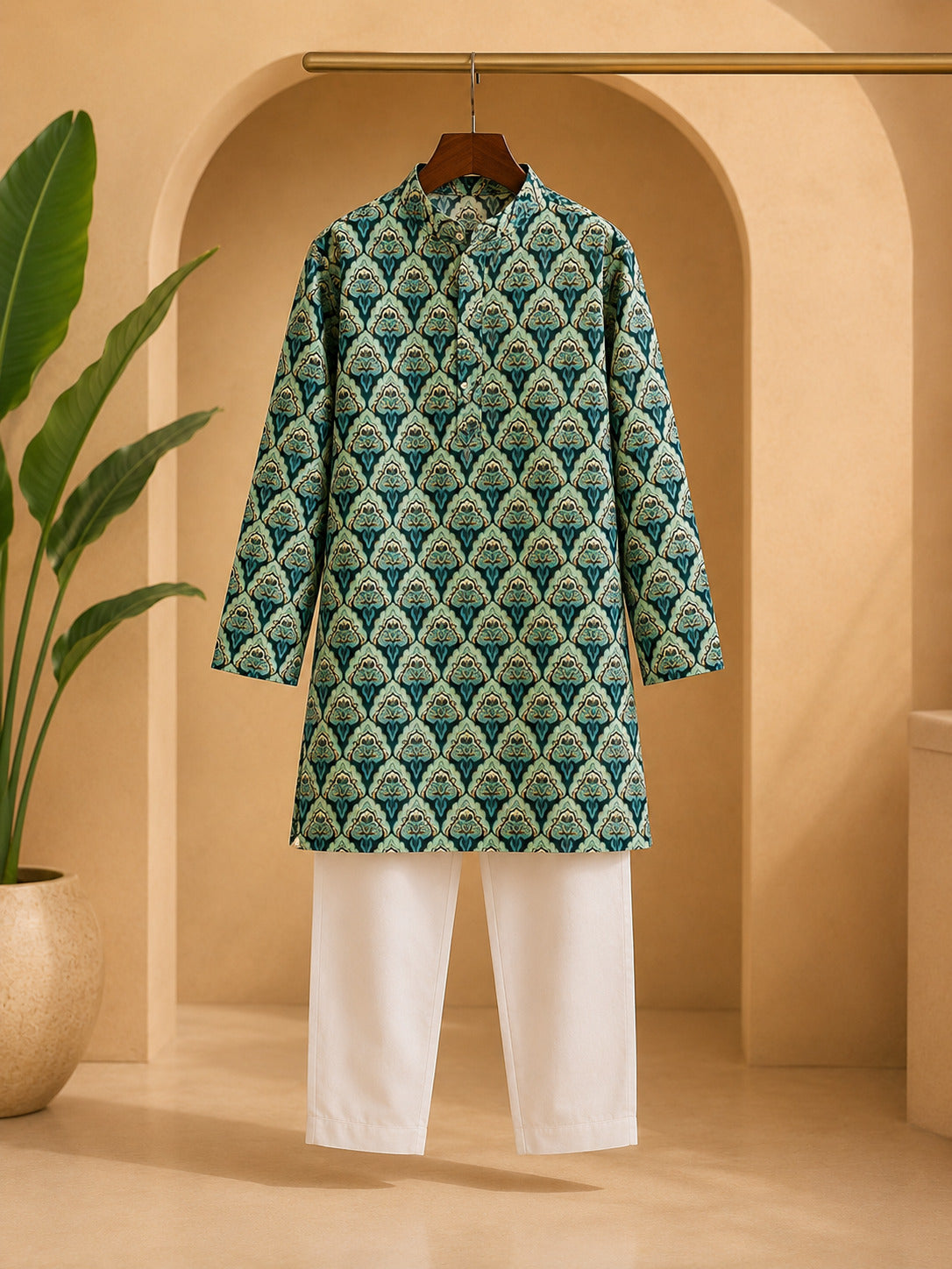 Misbis Boy's Printed Kurta With Pyjama