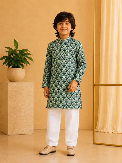 Misbis Boy's Printed Kurta With Pyjama