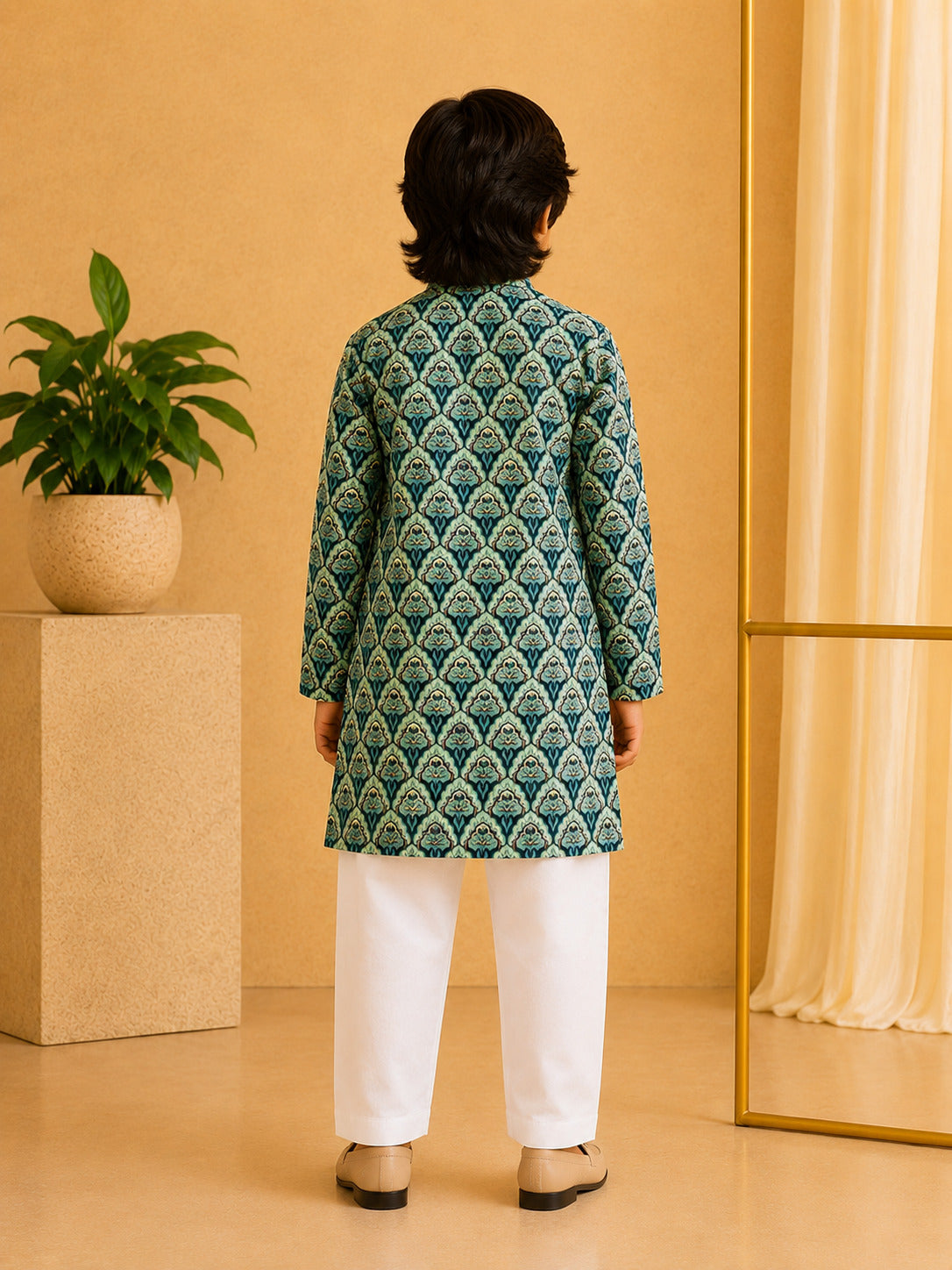 Misbis Boy's Printed Kurta With Pyjama