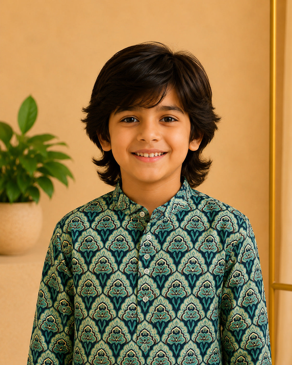 Misbis Boy's Printed Kurta With Pyjama