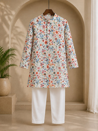 Misbis Boy's Printed Kurta With Pyjama
