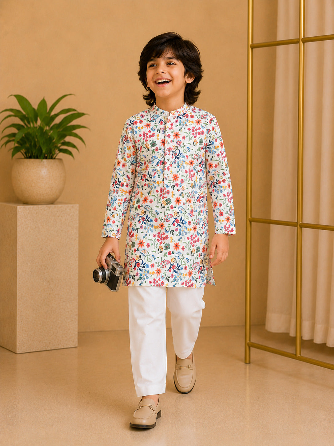 Misbis Boy's Printed Kurta With Pyjama