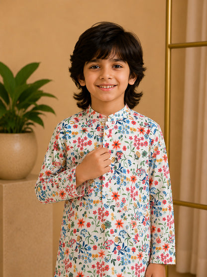 Misbis Boy's Printed Kurta With Pyjama