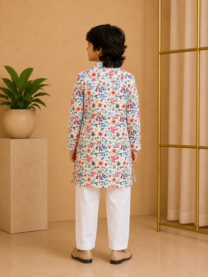 Misbis Boy's Printed Kurta With Pyjama