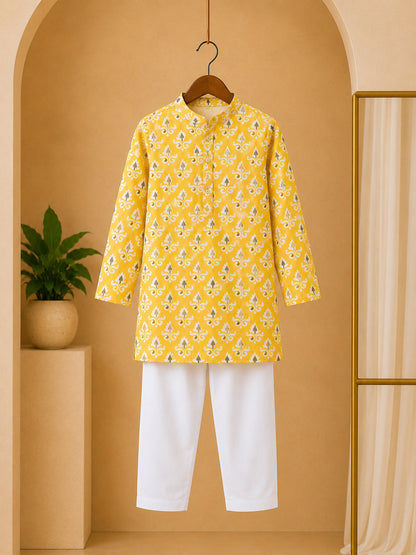 Misbis Boy's Printed Kurta With Pyjama