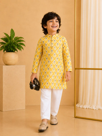 Misbis Boy's Printed Kurta With Pyjama