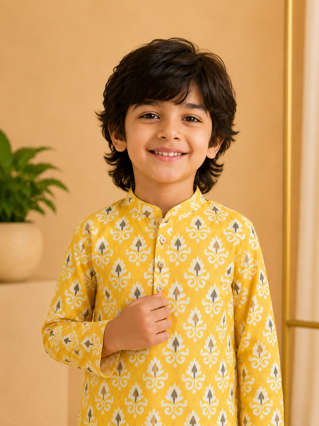 Misbis Boy's Printed Kurta With Pyjama