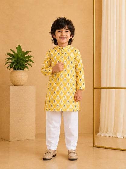 Misbis Boy's Printed Kurta With Pyjama