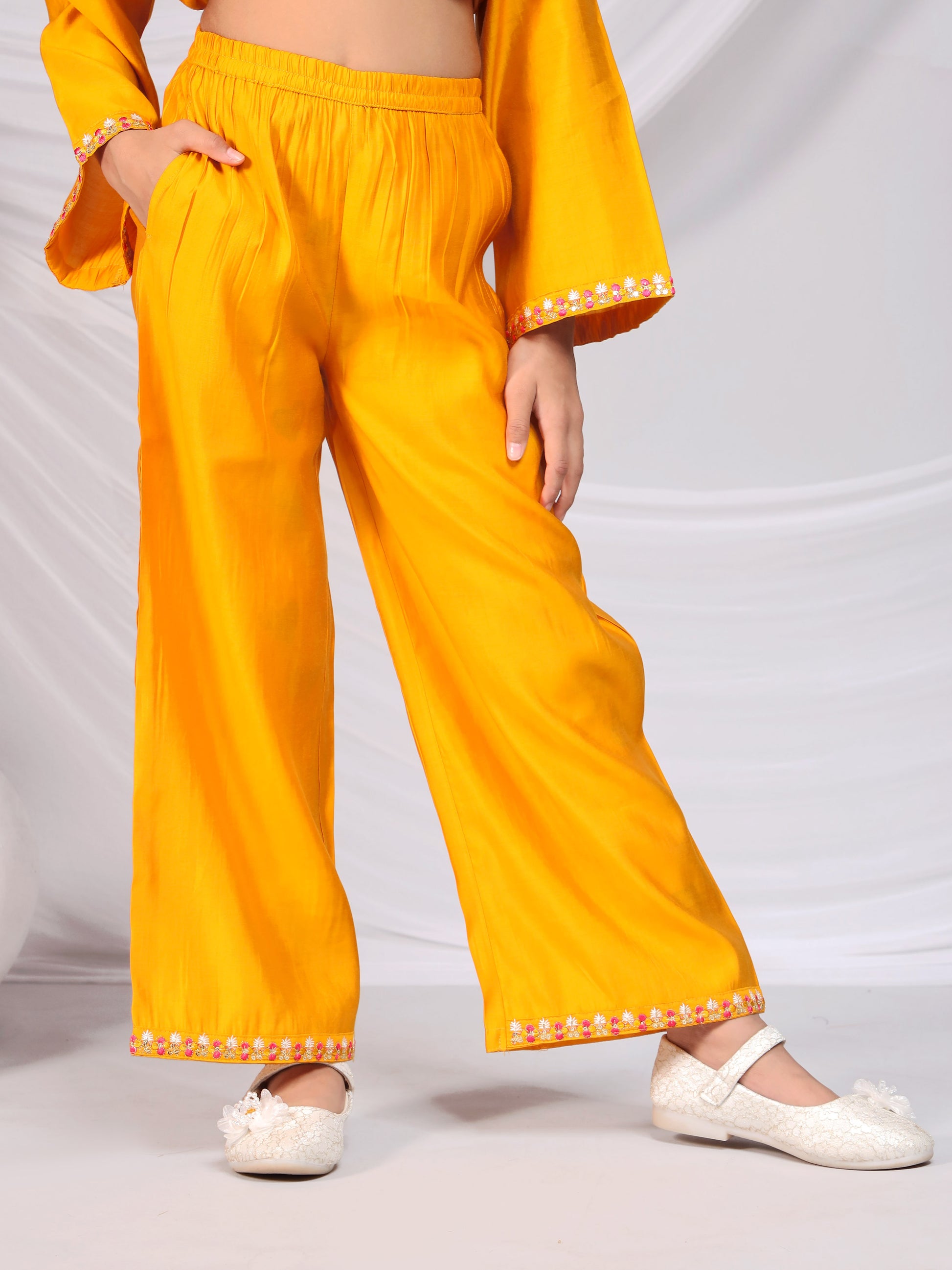 Misbis Girl's Embroidery Kurta Plazzo And Dupatta Set