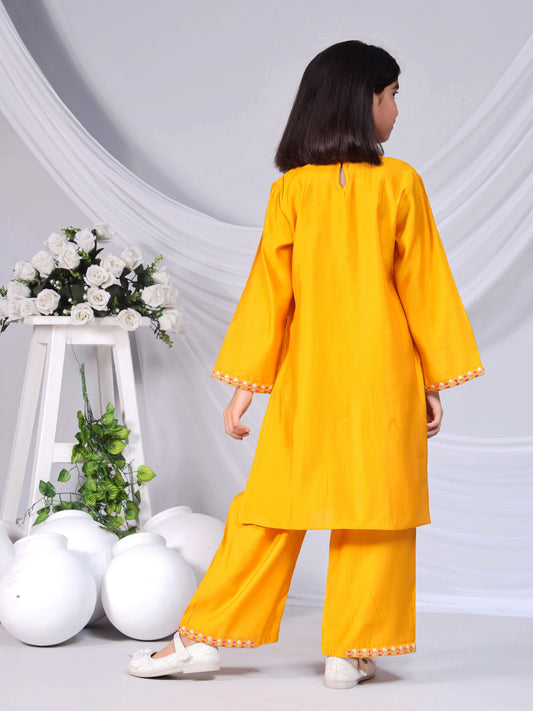 Misbis Girl's Embroidery Kurta Plazzo And Dupatta Set