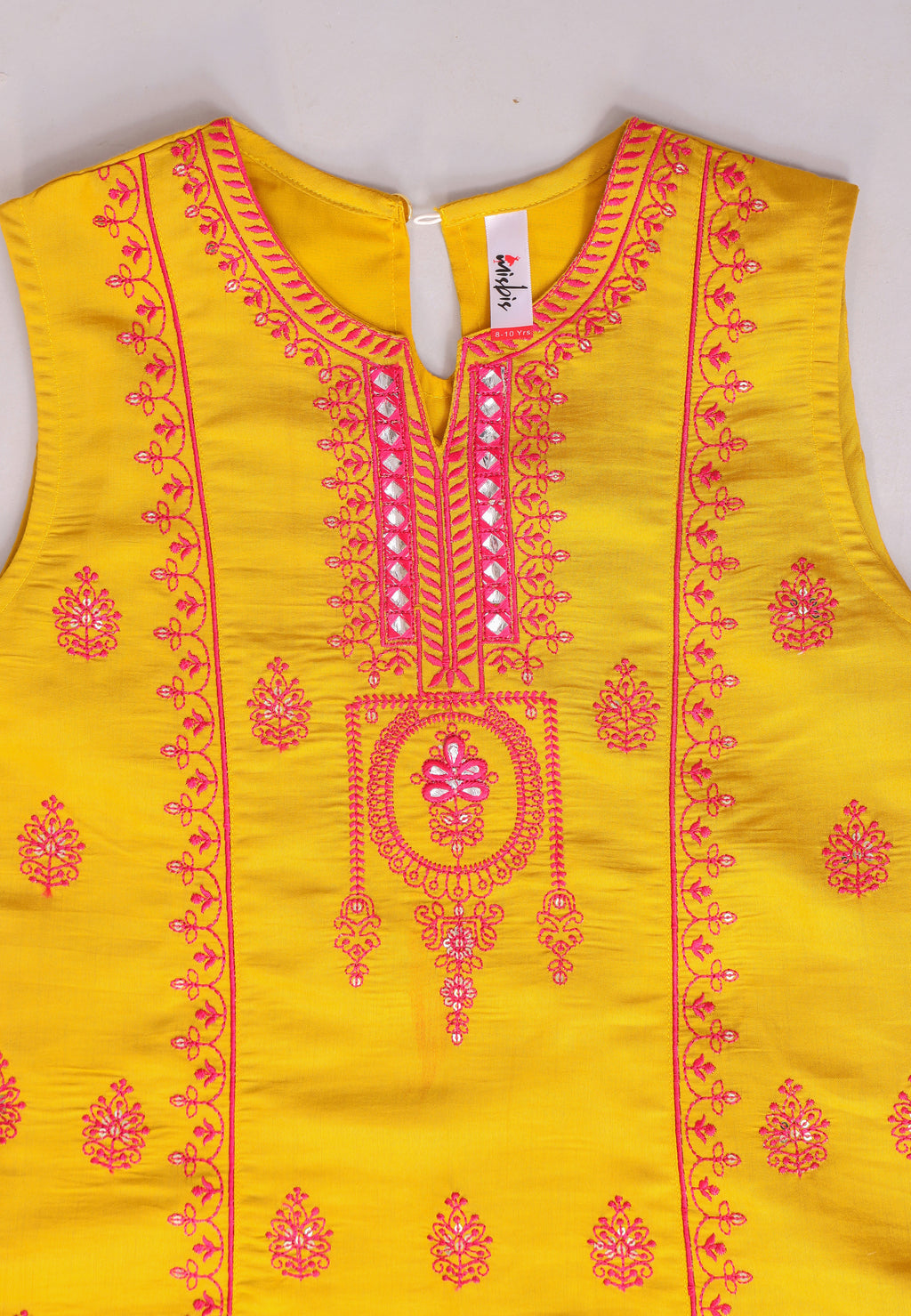 Misbis Girl's Embroidery Sleeveless Kurta Plazzo And Dupatta Set